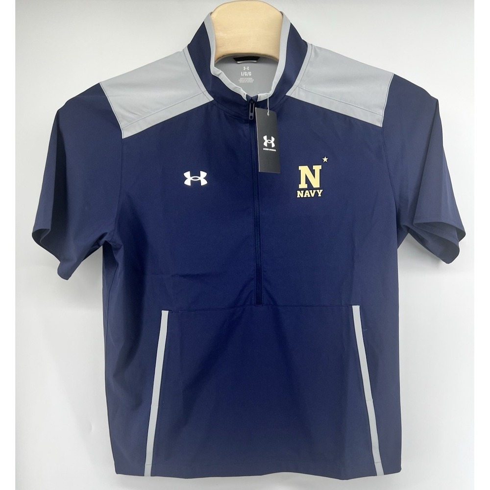Under Armour US Navy Mens Motivate 3.0 Short Sleeve 1/2 Zip Pullover Large New